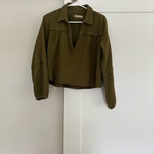 Free People Olive Blouse